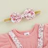 Citgeett Summer Infant Baby Girl Floral Bodysuit Dress Cute Bow Flying Sleeve Jumpsuit Headband Clothes