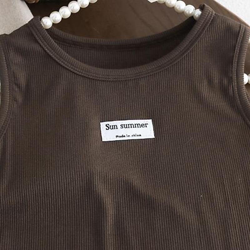 Girls' Round Neck Overalls Short Sleeved Set Infants Young Children Summer Thin Design