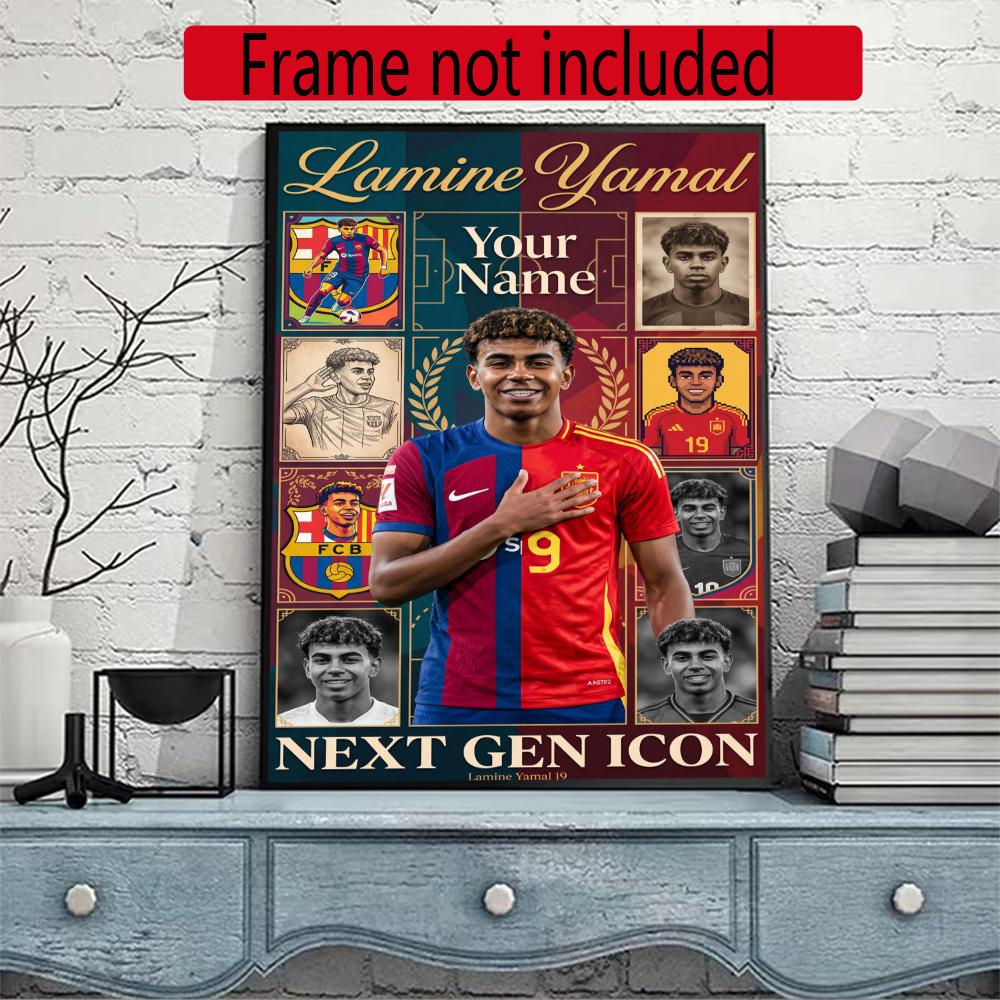 Lamin Yamal Customize Your Name Diamond Painting Round Diamond Rhinestones Mosaic Diamond Embroidery Wall Paintings Rhinestones Gift Frameless