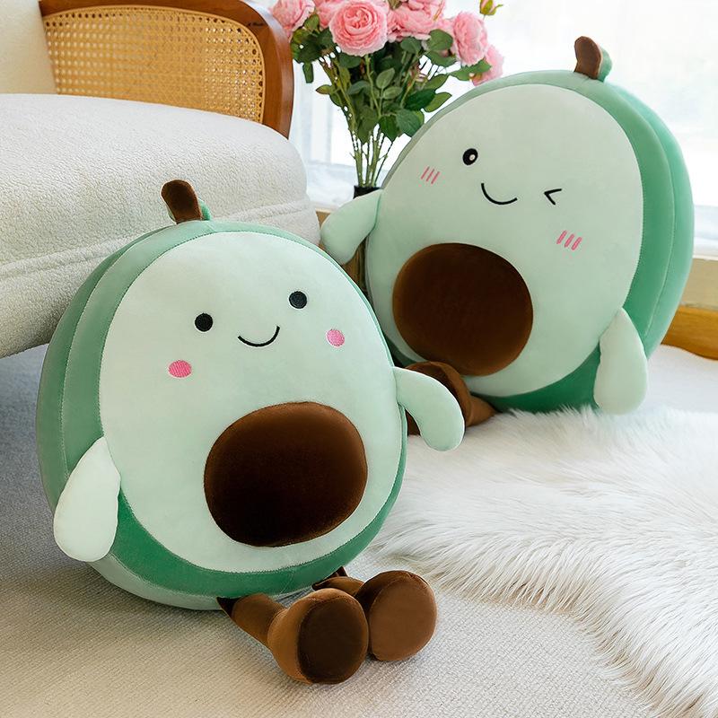 Cute Avocado Pillow Doll Cartoon Fruit Doll Sleeping with Plush Toys Girl Doll on Bed