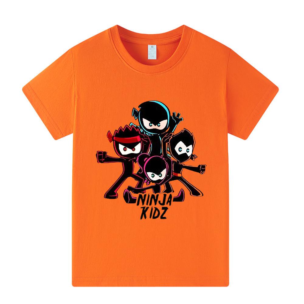A1172 Kids Boys Girls NINJA KIDZ Cartoon Print Short Sleeves T-shirt