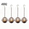 Outdoor Solar Hanging Lanterns Lantern Waterproof Lantern with Tea Light Metal Garden Lights Iron Ball Candle Holder for Backyard Patio Decoration