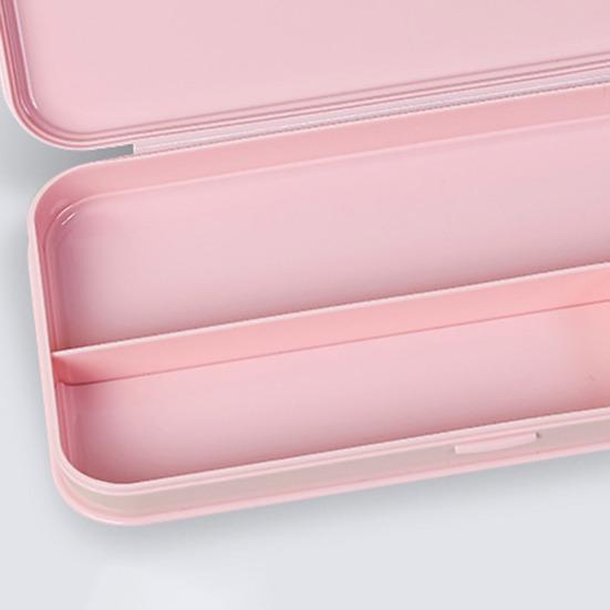 Boîte à fournitures de bureau portable, fine et de grande capacité, couleur macaron, avec compartiments de rangement et coque antichoc. Organisateur de stylos de bureau.