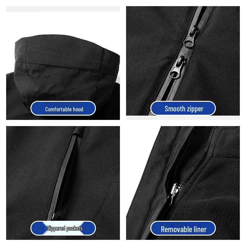 ROMON Men's 3-in-1 Outdoor Windproof Fleece Lined Jacket
