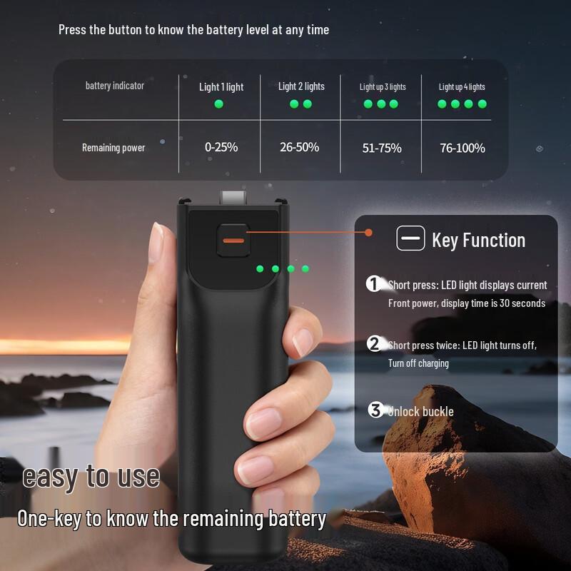 LKTOP DJI Pocket 3 5000mAh Extended Battery Grip