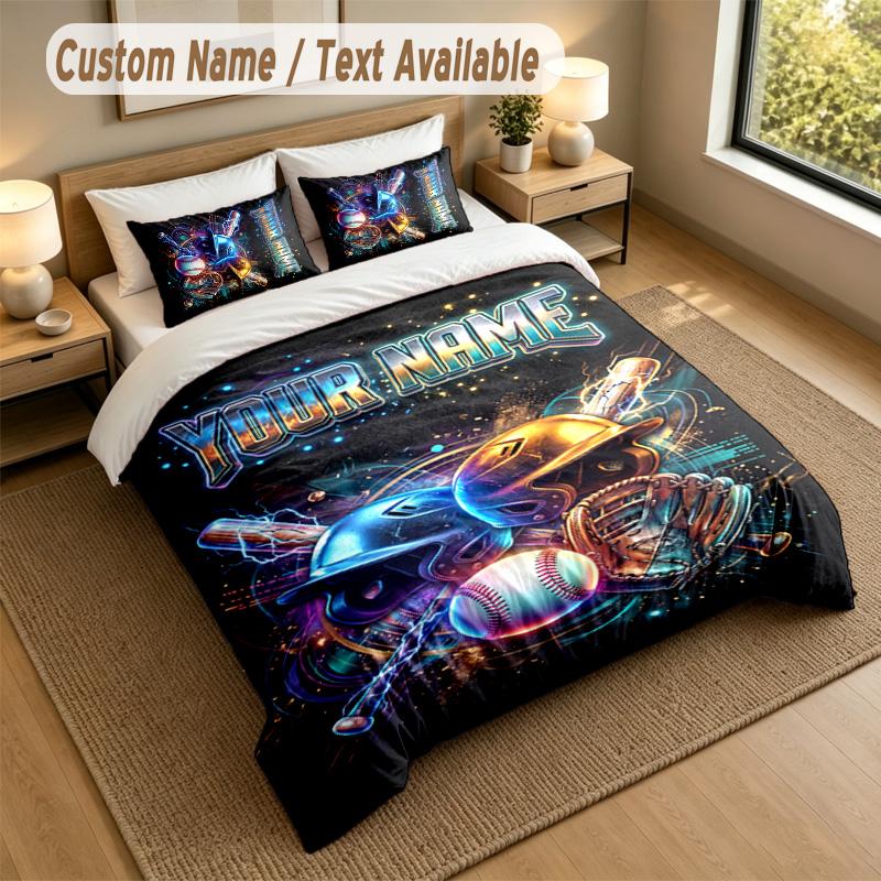 Fantasy Magic Theme Personalized 3Pcs Bedding Set Custom Text & Name 1 Sheet 2 Pillowcases Household Bedding 1pc