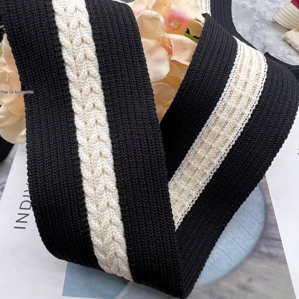 Soft, Elastic Knitted Tape with Widened Stripe for Clothing Accents and Decoration