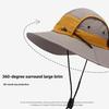 Outdoor Wide Brim Sun Hat for Women Men Summer Quick Dry Breathable Bucket Hat Hiking Fishing Cap Color-block Adjustable Strap