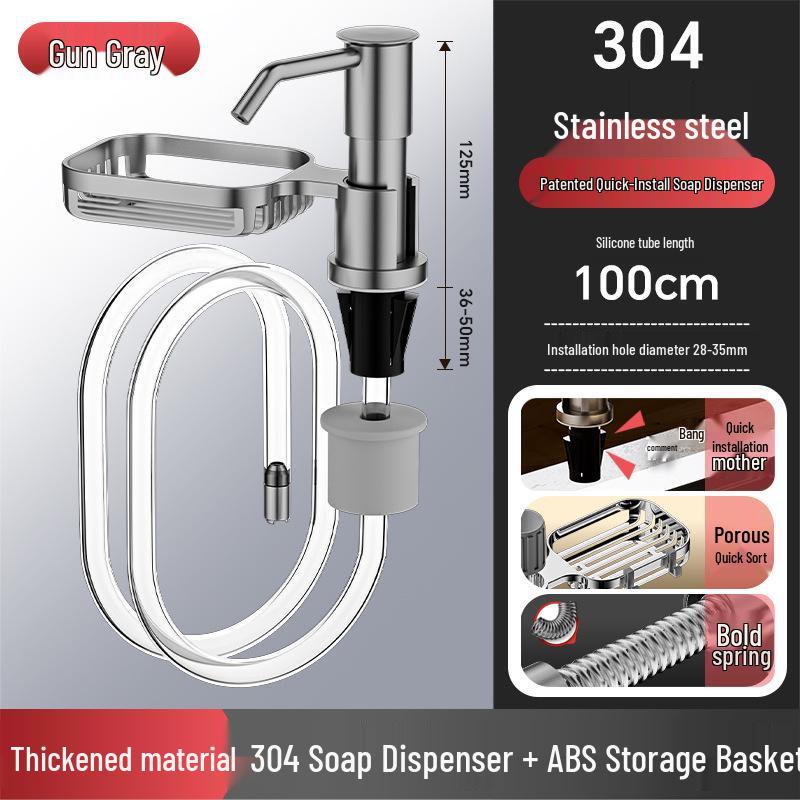 304 Stainless Steel Kitchen Sink Dish Soap Dispenser for Household Detergent