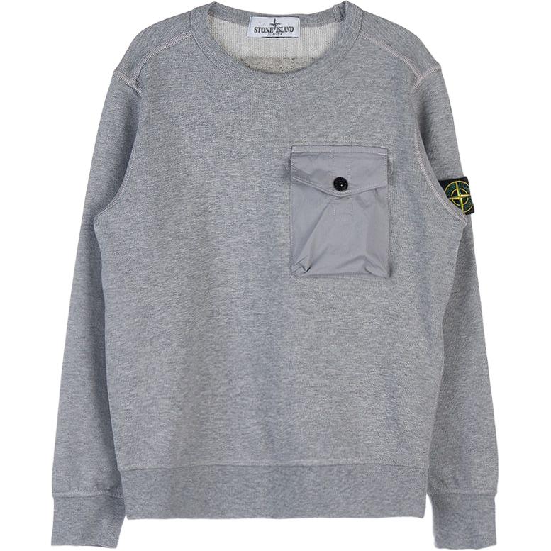 STONE ISLAND Sweatshirt Kids Solid Color Crew Neck Pullover Casual Long Sleeve Kids Tops Gray 781660240-V0M64
