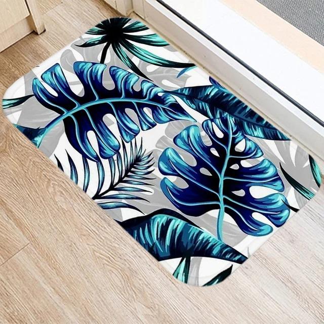 Tropical Plants Leaf Mat Kitchen Rugs Anti-slip Home Hallway Bedroom Entrance Carpets Washable Bathroom Porch Decorative Doormat