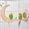 Bite Resistant Bird Flower Mirror Toy Moon-shaped Parrot Swing Stand  For Small Parrot