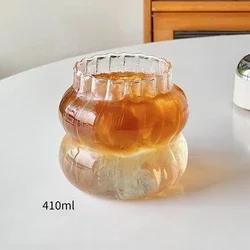 Ins Glass Cup Heat-resistant Tumbler Drinkware Transparent Tea Juice Milk Coffee Mug Home Water Glasses Stripe Mug 410/530ml glass