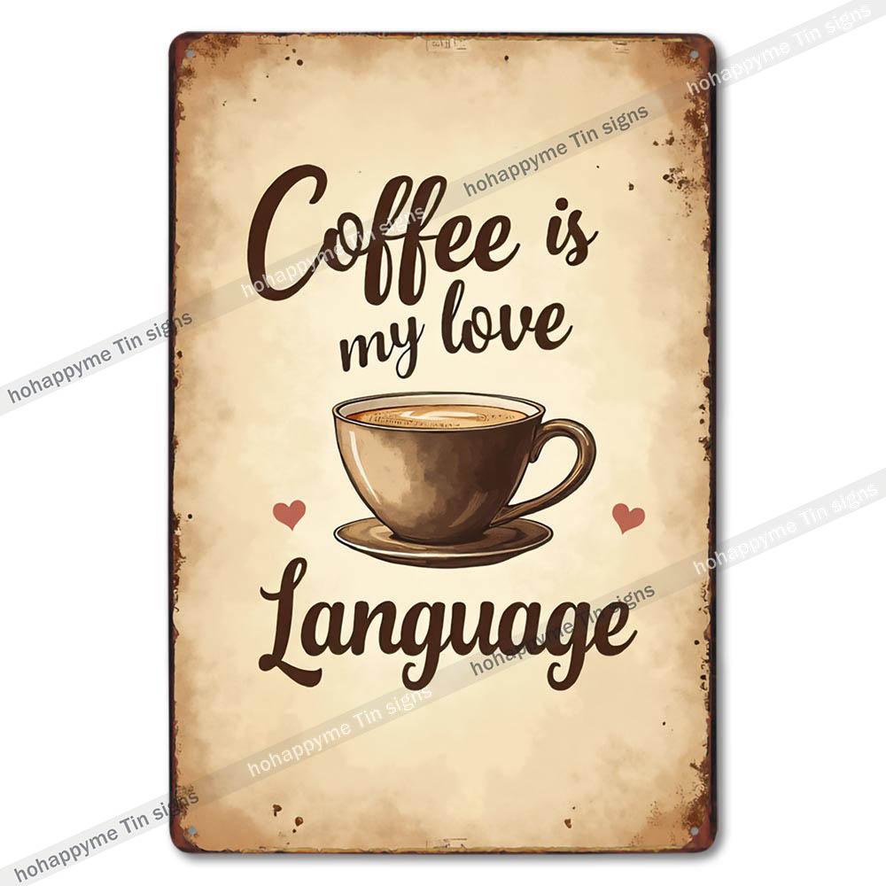Vintage Coffee Metal Tin Sign Cafe Wall Art Decor Living Room Home Pubs Bar Decoration