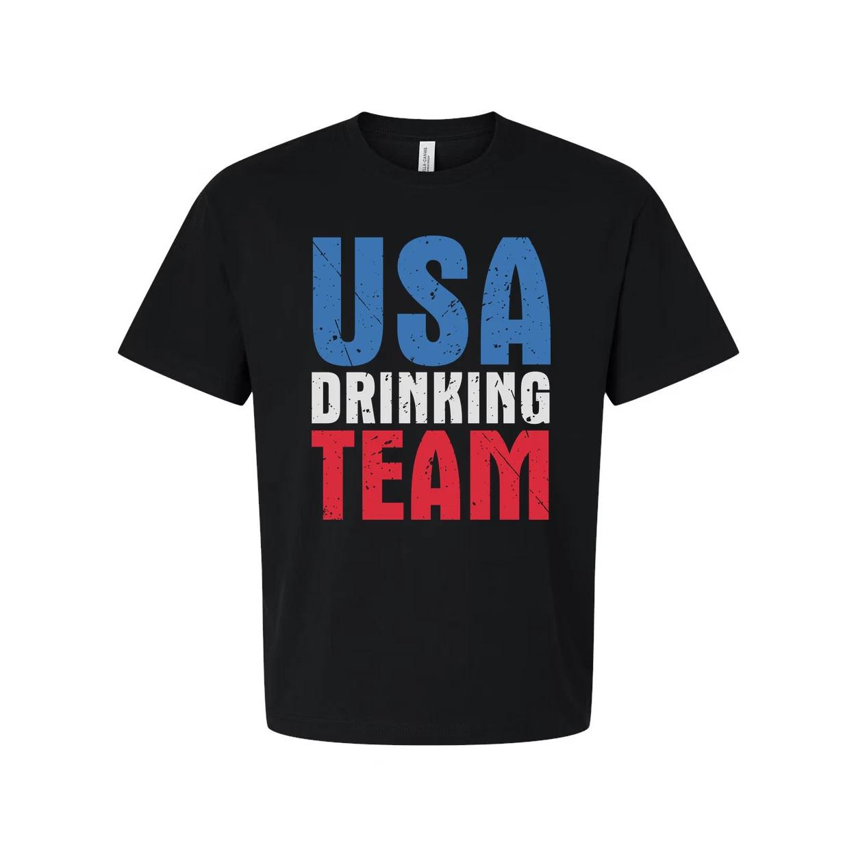 USA Drinking Team Distressed Graphic Tee For Unisex Adults Short Sleeve Shirt Vi S