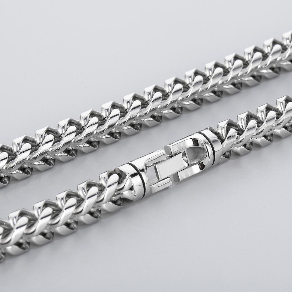 Hip-Hop Men's Necklaces Rainbow Gold Color 8/10MM Wide Stainless Steel Link Neck Chains for Men Birthday Jewelry Gift for Him