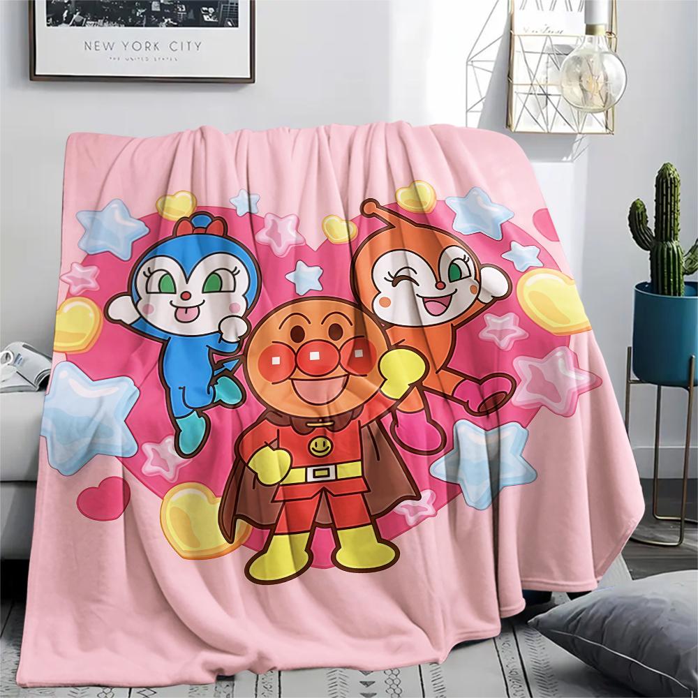 1PC Anpanman Print Flannel Blanket, High quality All Seasons, Home Decor, Warmth and Comfort, Perfect for Christmas Gifts