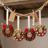 Indoor Christmas Decor Handmade Pipe Cleaner Wreath Ornament, Chenille Stems Mini Festive Wall Hanging Crafts with Bow Bells for Holiday Window