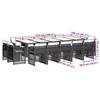 VidaXL Ensemble à manger de jardin et coussins 15 pcs gris clair rotin, ensemble de salle à manger d'extérieur, meuble de 3210875