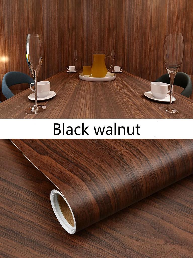 Vinyl Waterproof Wood Grain Wallpapers Self-adhesive Stickers For Kitchen Ambry Furniture Wardrobe Table Wall Papers Home Decor