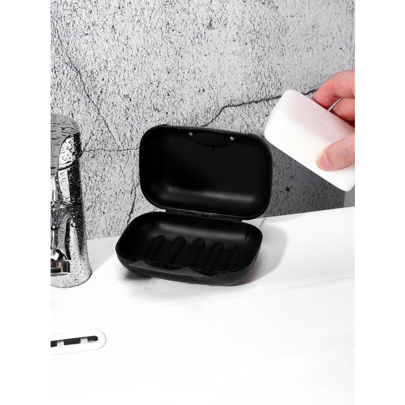 

1pc Clear Portable Waterproof Soap Dish, Simple Plastic Portable Soap Dish For Bathroom Home Bathroom Decor Fall Decor Back To School one-size чёрный