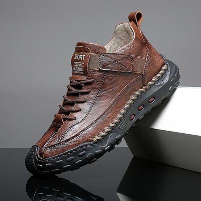 Hand-stitching Leather Men Boots Comfortable Casual Leather Shoes Men Ankle Boots
