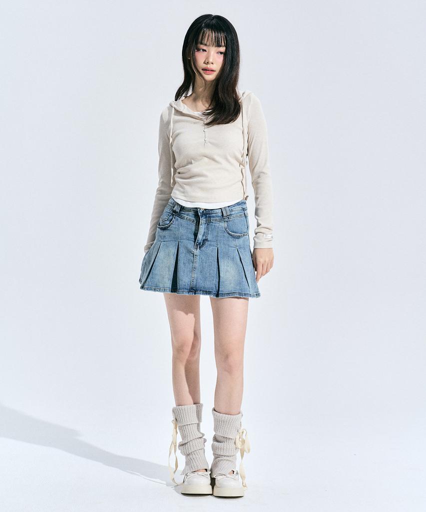Eva Button Layered Knit Hoodie [Oatmeal]