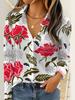 Damen Bluse 3D Druck Elegant Langarm Hemd Reverskragen Oberteile Arbeit Büro Damen Oberteile Sommer Frühling Herbst Winter