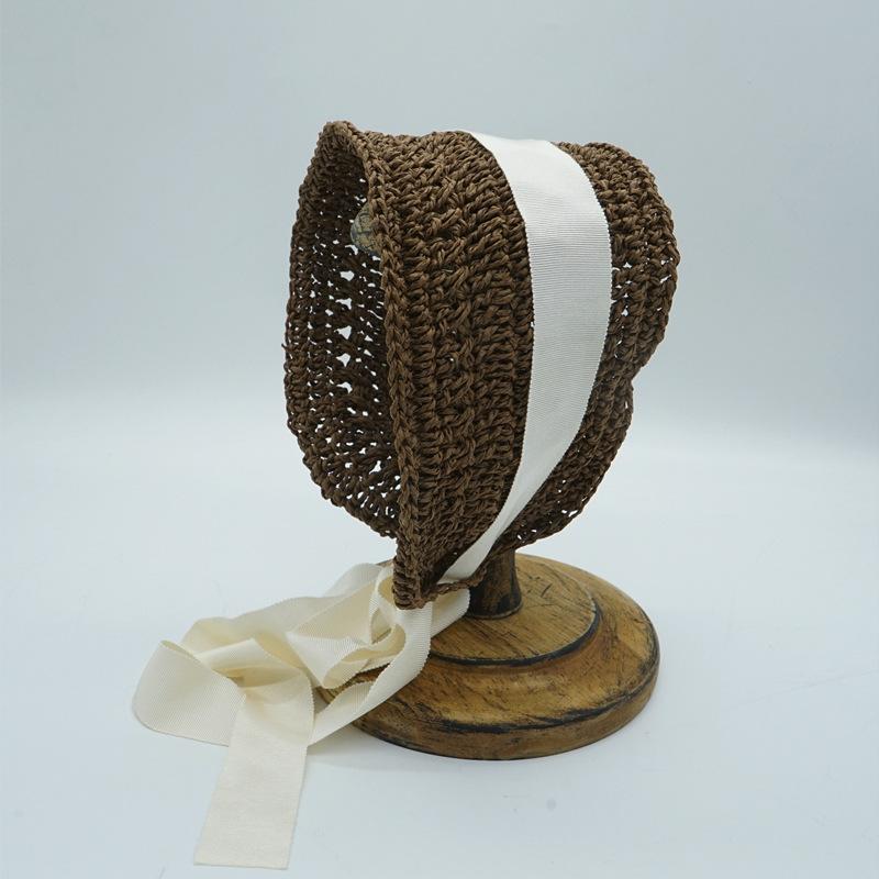 Japanese French Retro Hand-Woven Lace-Up Hair With Hat Female Spring Summer Vacation Cute Sweet Little Fresh