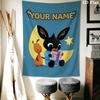 Custom Name Bing Bunny Wall Tapestry Aesthetic Wall Hanging Printed Fabric Blanket Decorative Tapestries for Bedroom Living Room Home Decor