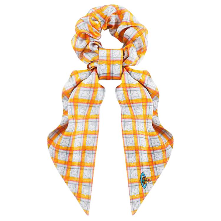 Vivienne Westwood Original Design Silk Hair Tie Unisex Accessories Yellow 8102001GW0167E401 F,Silk