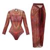 2025 Langermet Gjennomsiktig Solbeskyttelse Ett-delt Sett Badedrakt Kvinner Sexy Rash Guard Badeklær Body Strandklær Med Coverup