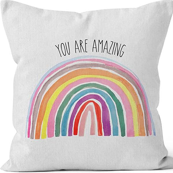 Moderne minimalistisk INS regnbue putetrekk friskt trykt lin putetrekk stue sofa