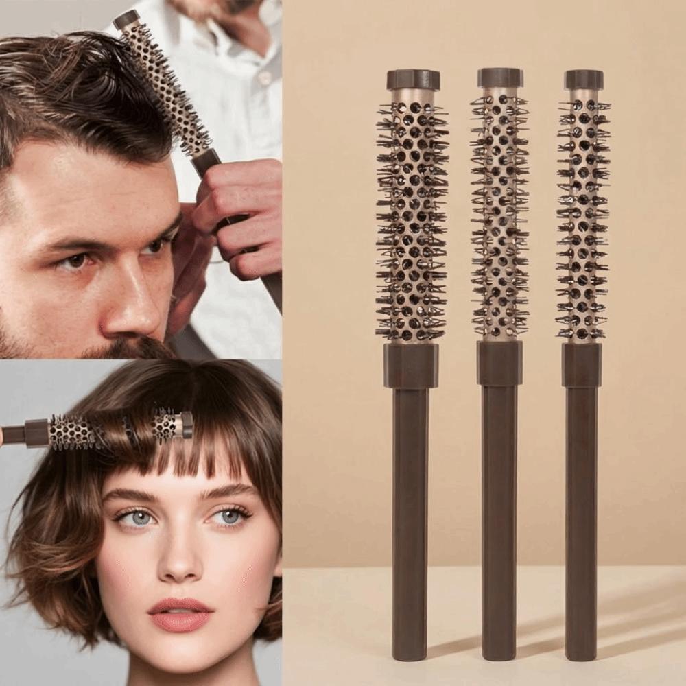 3Pcs Nylon Bristles Curly Hair Styling Comb Aluminum Tube Hair Root Comb  Home Use