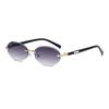 Oval Frameless Chamfered Sunglasses