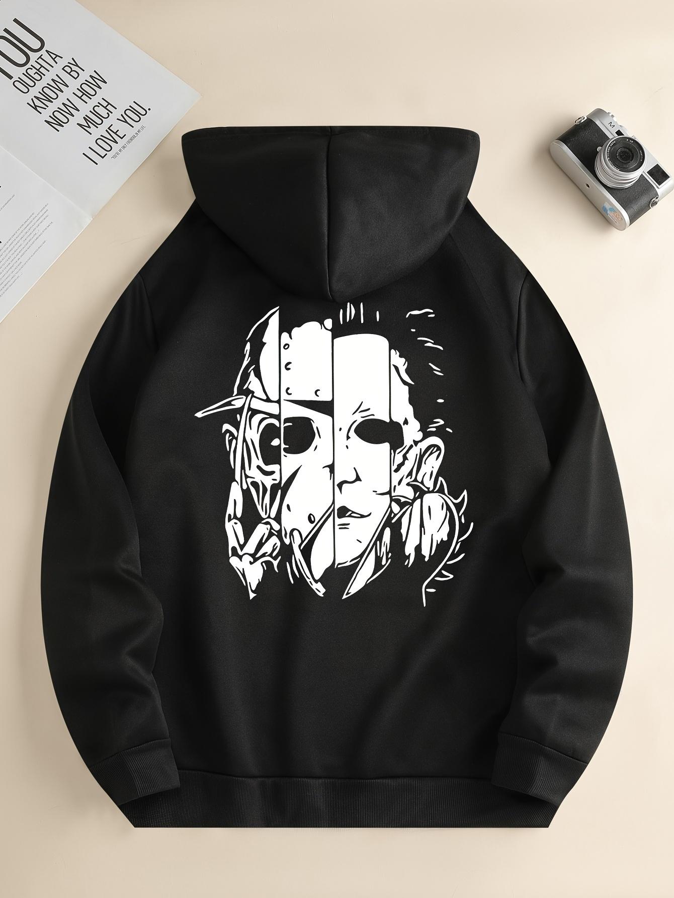 

Men s Hoodie Kangaroo Pocket Pullover for Everyday & Halloween Costumes Halloween Pattern Hoodie Casual Wear Jester Print Design 3XL