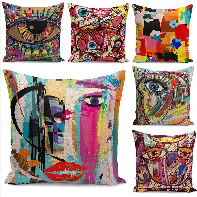 45cm Graffiti Colors Pillowcases Living Room Throw Cushion Cases Cushion Cover