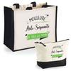 Beach Bag - PLANETEE - Duo Toiletry Bag and Black Jute Tote Bag - Cotton - Printed In France - Caregiver Pattern