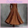 French Vintage Lace Trim Maxi Dress With Button Details For Elegant Party Wear