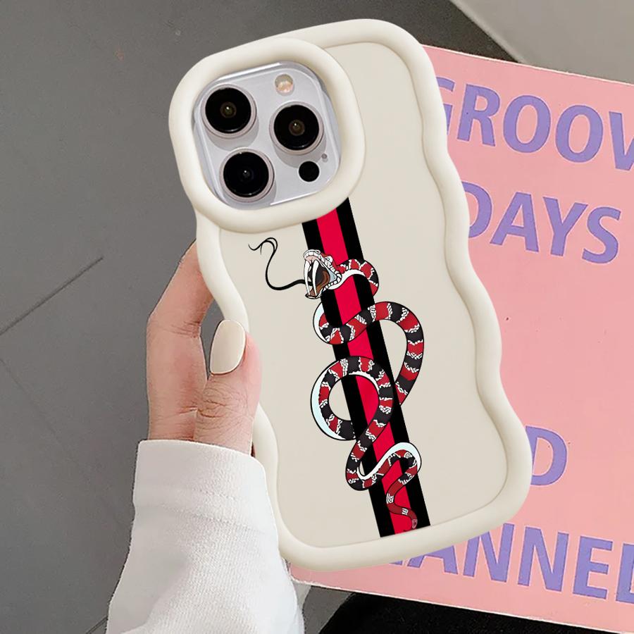 Soft Phone Cover Case for iPhone 17 Air XR 13 14 8 11 12 15 Plus 16 Pro Max Classic Street Snake Line