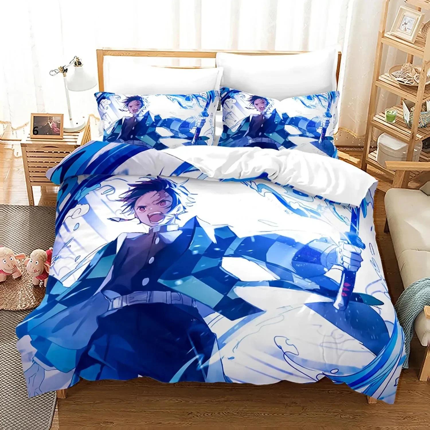 

3D Print Demon Slayer Anime Comfortable Duvet Quilt Cover Pillowcase Bedding Set Children Bedroom Decoration Home Textile 135x200cm