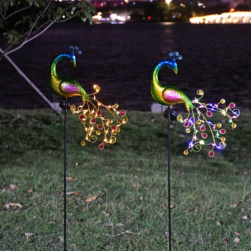 Solar Peacock Garden Decoration Lights Outdoor Lawn Statues Stake Lights For Villa Landscaping Solar Powered Ground Lights