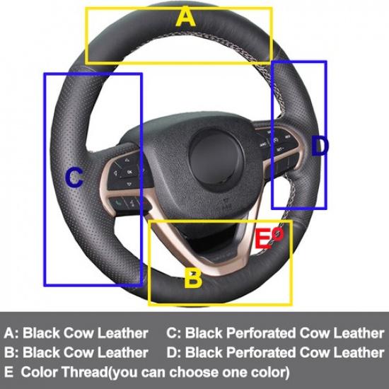 Hand Sewing Car Steering Wheel Cover For Jeep Grand Cherokee 2014 2015 -