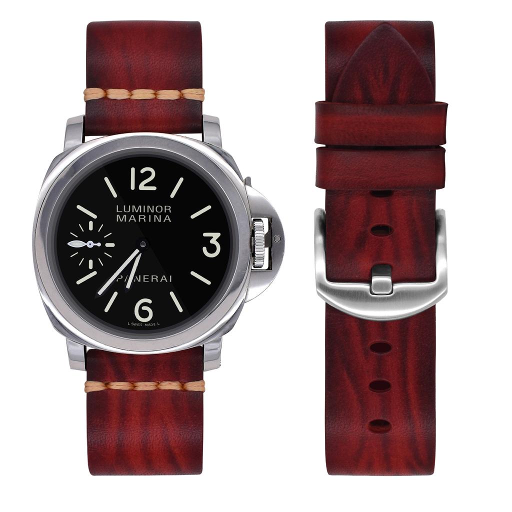 Curved Retro First-Layer Cowhide Smartwatch With Accessories Handmade Leather 20 22 24Mm Men'S Genuine Leather Strap