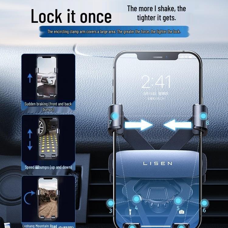Li Sen 2025 Car Phone Holder: Anti-Shake Air Vent Bracket for Navigation