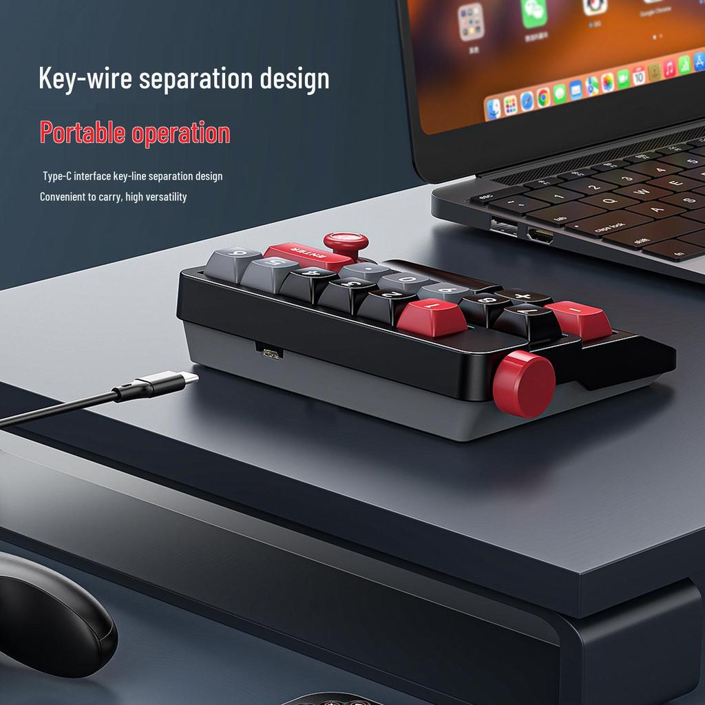 Mechanical Mini Keyboard with Hot-Swappable Red Switches and TYPE-C Wired Connection for Gaming, Office, and Financial Use.