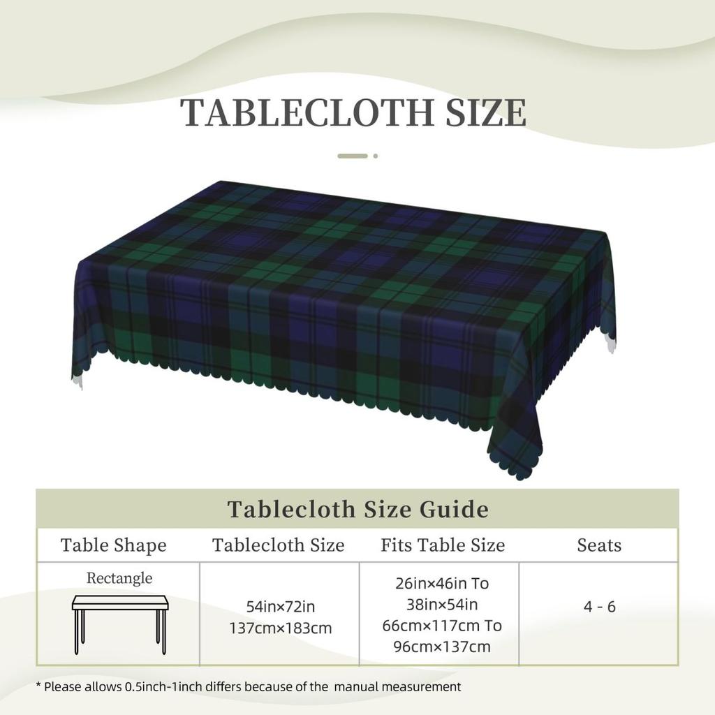 Blackwatch Tartan Modern Cute Blue And Green Plaid Rectangular Tablecloth Table Cover for Festival Party Decorations Table Cloth