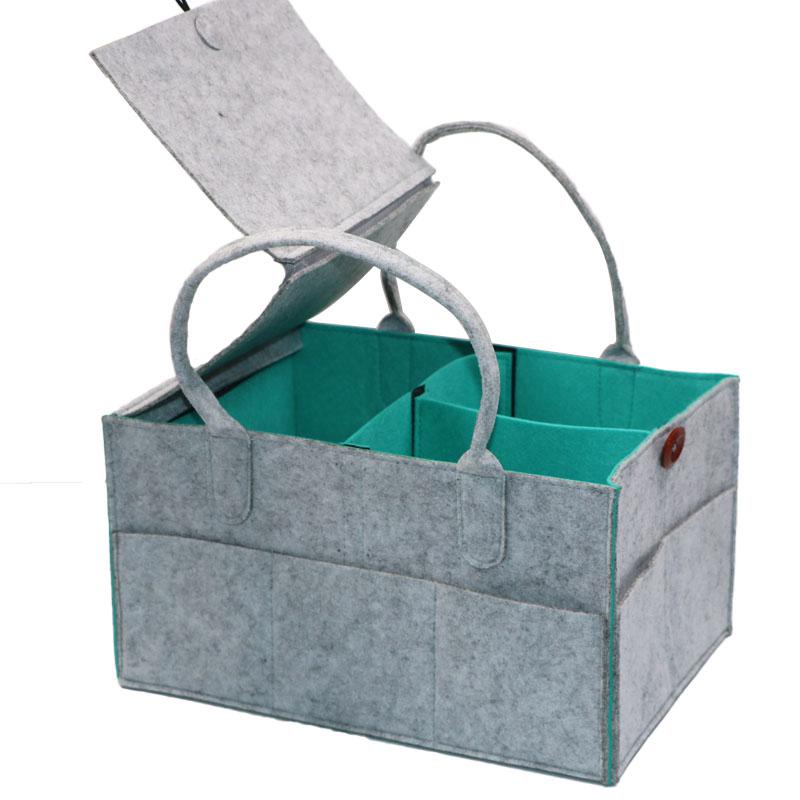 Baby Diaper Caddy Foldable Portable Nursery Organizer Storage Bin Felt Basket Tote Bag With Handle for Diapers Changing Table Baby Wipes Home Organization