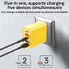 120W 5 in 1 USB C Charger Fast Charging Phone Charger Power Adapter for IPhone Samsung Xiaomi EU/US/UK Plug Quick Charge Charger