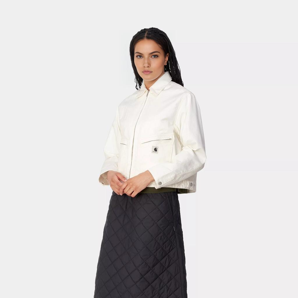 Carhartt WIP Fw24 W Norris Jacket Square Tag Chest Pocket Adjustable Cuffs And Hem Drop Shoulder Loose Jacket Women Jacket Wax-White I033568-D6-02